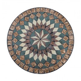 Set Completo Tavolo Mosaico E 2 Sedie Pieghevoli Bistrot In Acciaio E Ceramica