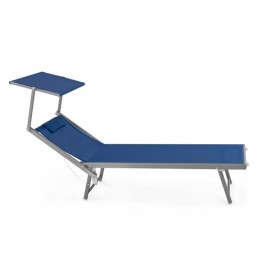 Sedia a sdraio con cuscino Zero Gravity poltrona reclinabile in acciaio  da esterno / Confezione da 1 pezzo / Blu