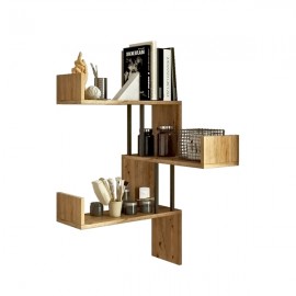 Libreria 180x200h cm con ripiani in legno rovere sussex e struttura a V in  metallo nero 