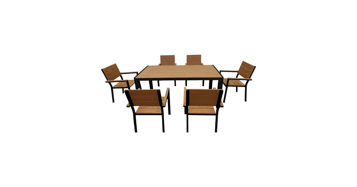 Set di tavolo e sedie, 6 pezzi, nero, pannello d…