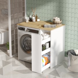 Mobile copri lavatrice con marmo art. MOB705. Mobili per Lavanderie  componibili con finiture e tinte a scelta.