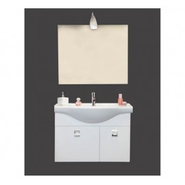 Mobile bagno sospeso 85 cm con lavabo e specchio bianco lucido - Brillo 95018