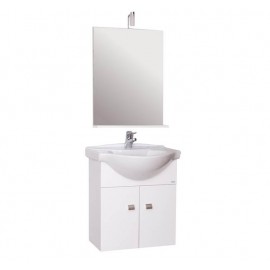Mobile bagno sospeso 60 cm con lavabo e specchio laccato bianco - Emma 83162