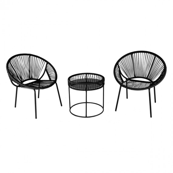 Set tavolo e due sedie in ferro bianco da giardino